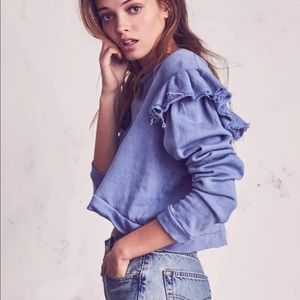 Loveshackfancy Corinne sweatshirt in color denim